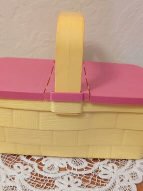 Yellow and Pink Picnic Basket Tote
